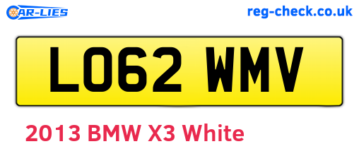 LO62WMV are the vehicle registration plates.