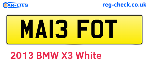 MA13FOT are the vehicle registration plates.