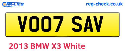 VO07SAV are the vehicle registration plates.