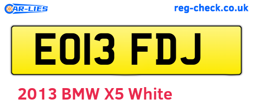 EO13FDJ are the vehicle registration plates.