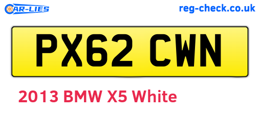 PX62CWN are the vehicle registration plates.