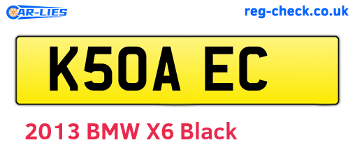 K50AEC are the vehicle registration plates.