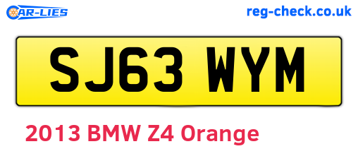 SJ63WYM are the vehicle registration plates.