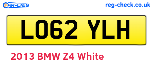 LO62YLH are the vehicle registration plates.