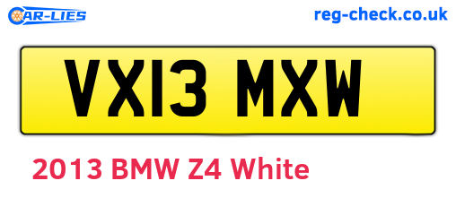 VX13MXW are the vehicle registration plates.