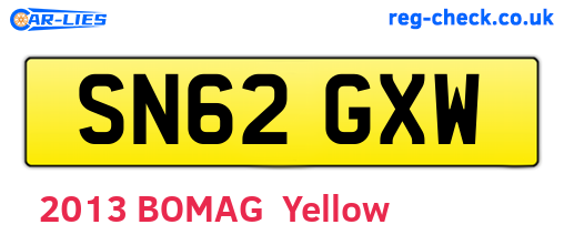 SN62GXW are the vehicle registration plates.