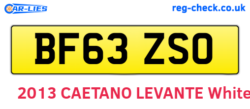 BF63ZSO are the vehicle registration plates.