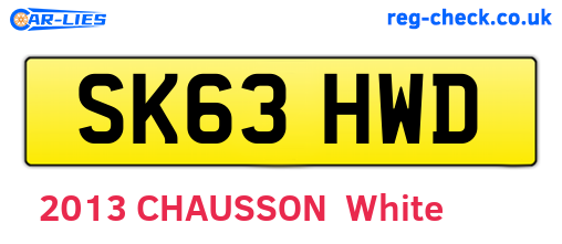 SK63HWD are the vehicle registration plates.