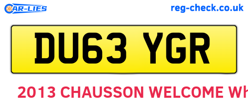 DU63YGR are the vehicle registration plates.