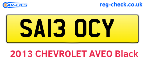SA13OCY are the vehicle registration plates.