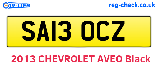 SA13OCZ are the vehicle registration plates.