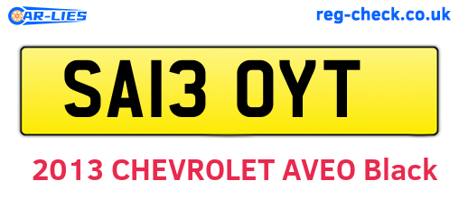 SA13OYT are the vehicle registration plates.