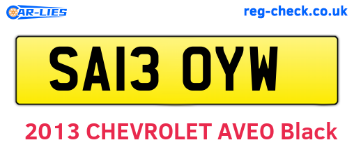 SA13OYW are the vehicle registration plates.
