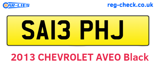 SA13PHJ are the vehicle registration plates.