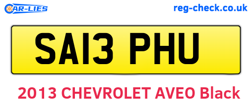 SA13PHU are the vehicle registration plates.