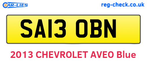 SA13OBN are the vehicle registration plates.