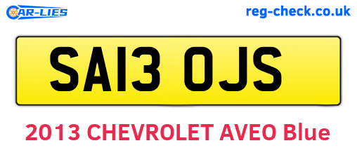 SA13OJS are the vehicle registration plates.