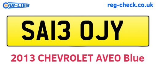 SA13OJY are the vehicle registration plates.