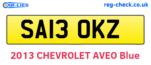 SA13OKZ are the vehicle registration plates.