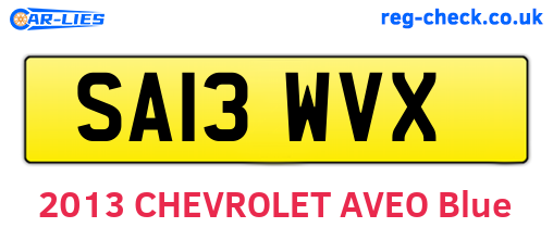 SA13WVX are the vehicle registration plates.