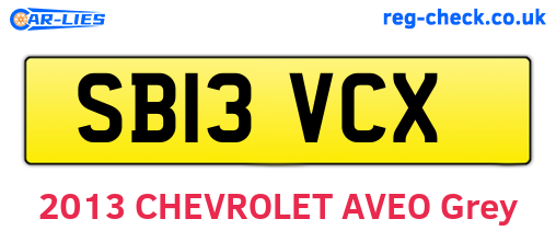 SB13VCX are the vehicle registration plates.