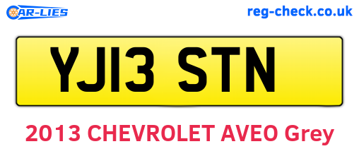 YJ13STN are the vehicle registration plates.