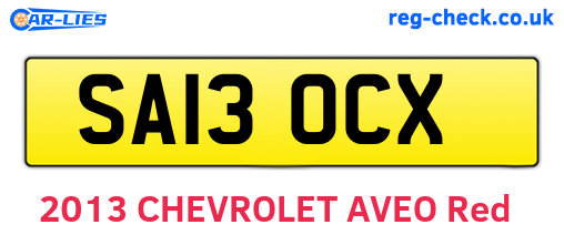 SA13OCX are the vehicle registration plates.