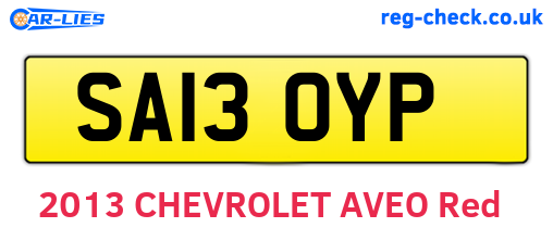 SA13OYP are the vehicle registration plates.