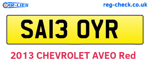 SA13OYR are the vehicle registration plates.