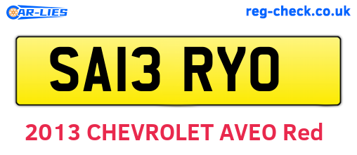 SA13RYO are the vehicle registration plates.