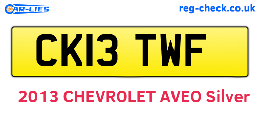 CK13TWF are the vehicle registration plates.