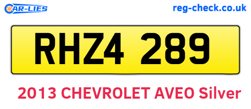 RHZ4289 are the vehicle registration plates.