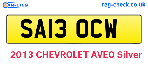 SA13OCW are the vehicle registration plates.