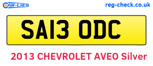 SA13ODC are the vehicle registration plates.