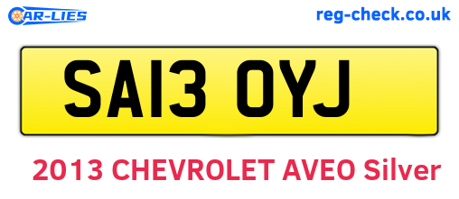 SA13OYJ are the vehicle registration plates.