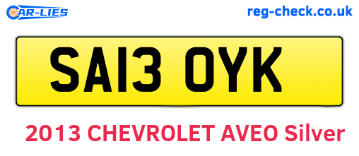 SA13OYK are the vehicle registration plates.