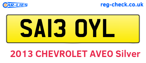 SA13OYL are the vehicle registration plates.