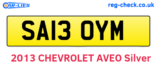 SA13OYM are the vehicle registration plates.