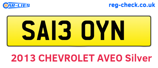 SA13OYN are the vehicle registration plates.