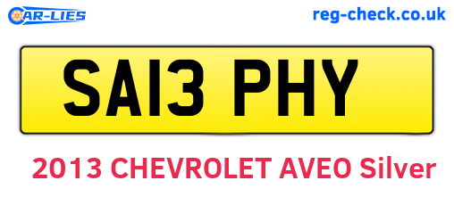 SA13PHY are the vehicle registration plates.