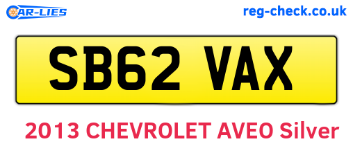 SB62VAX are the vehicle registration plates.