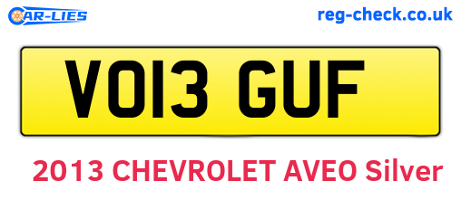 VO13GUF are the vehicle registration plates.