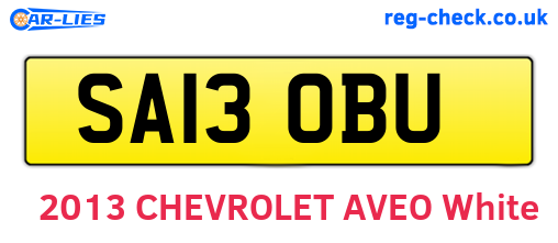SA13OBU are the vehicle registration plates.