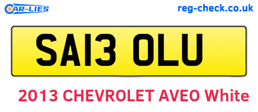 SA13OLU are the vehicle registration plates.