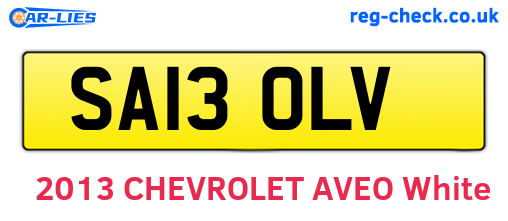 SA13OLV are the vehicle registration plates.