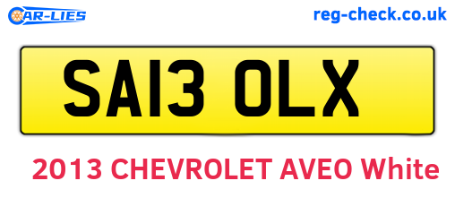 SA13OLX are the vehicle registration plates.
