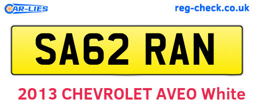 SA62RAN are the vehicle registration plates.