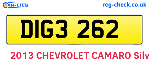 DIG3262 are the vehicle registration plates.