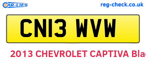 CN13WVW are the vehicle registration plates.