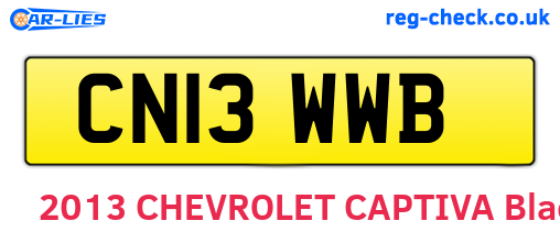 CN13WWB are the vehicle registration plates.